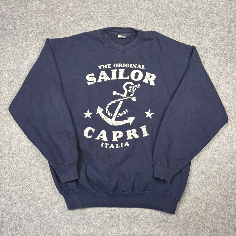 Fruit of the Loom Capri Italia Sailor Anchor Sweatshirt Navy Blue XL